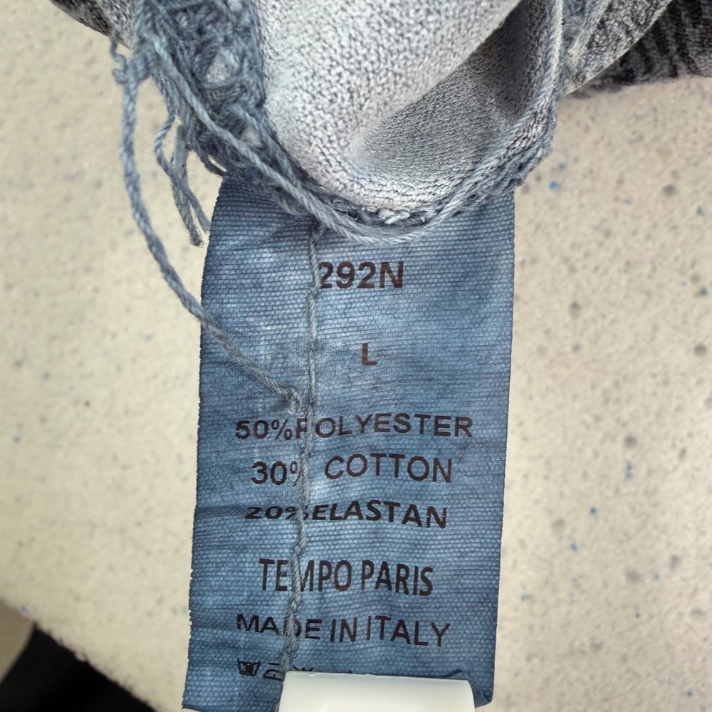TEMPO PARIS Grey Blue Houndstooth Print Drawstring Jogger Pants Italy Size L - Picture 5 of 7
